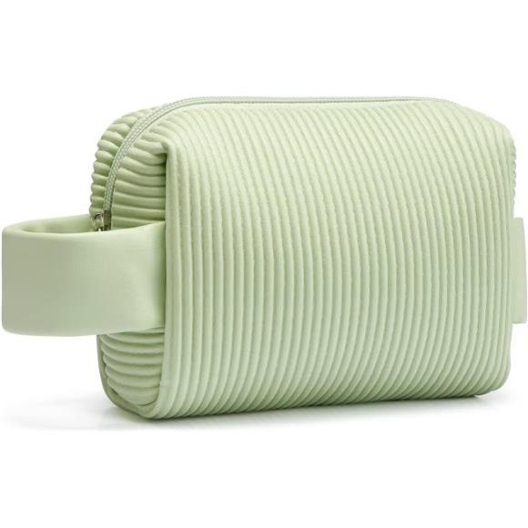Handbags - Striped Corduroy Cosmetic Bag, Waterproof Cosmetic Pouch with Handle